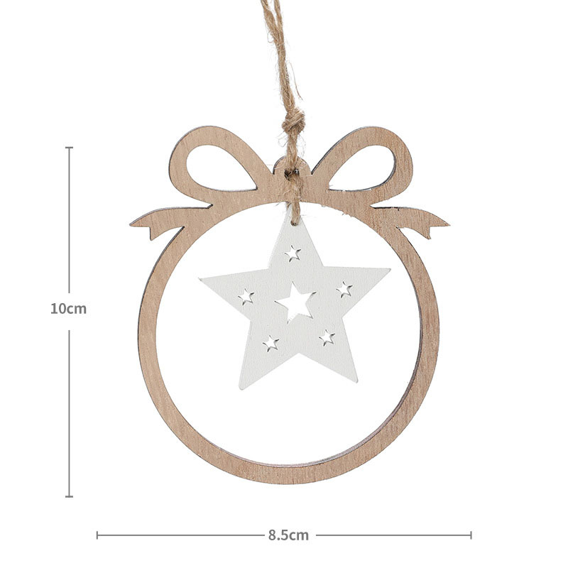 Christmas decorations, wooden Christmas hollowed out Christmas tree ornaments, wooden five pointed star reindeer snowflake ornaments — image 6