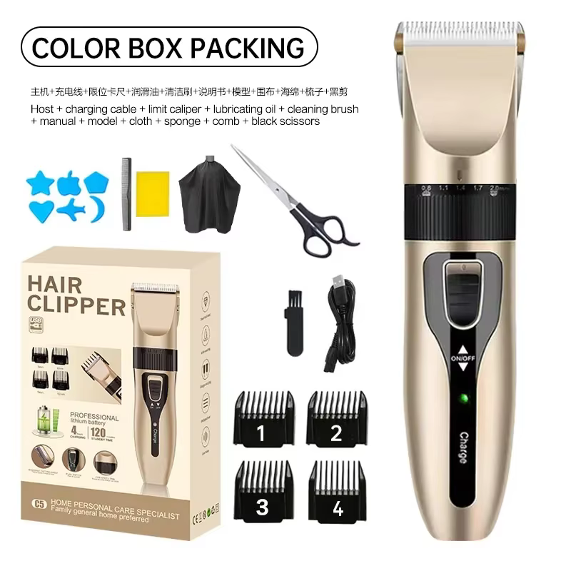 Home Electric Hair Clipper Set, Low Noise and Long Battery Life Hair Trimmer, USB Rechargeable Shaver and Hair Cutting Tool — image 1