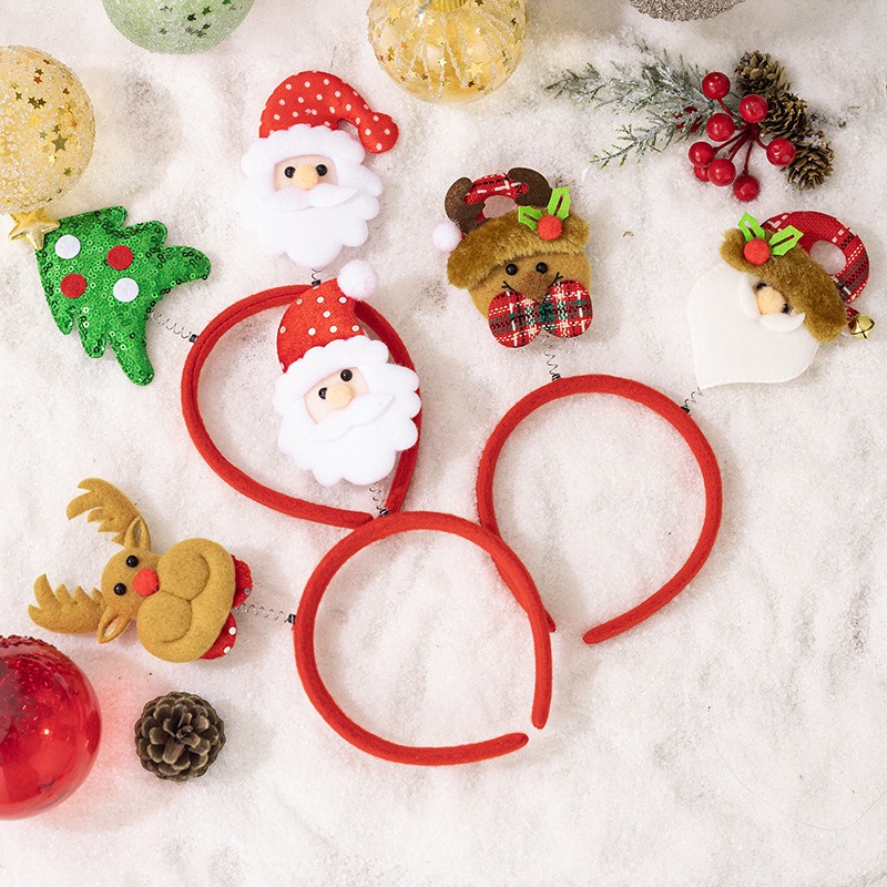 4pcs Christmas set cartoon headband Santa Claus hairpin reindeer headband — image 5