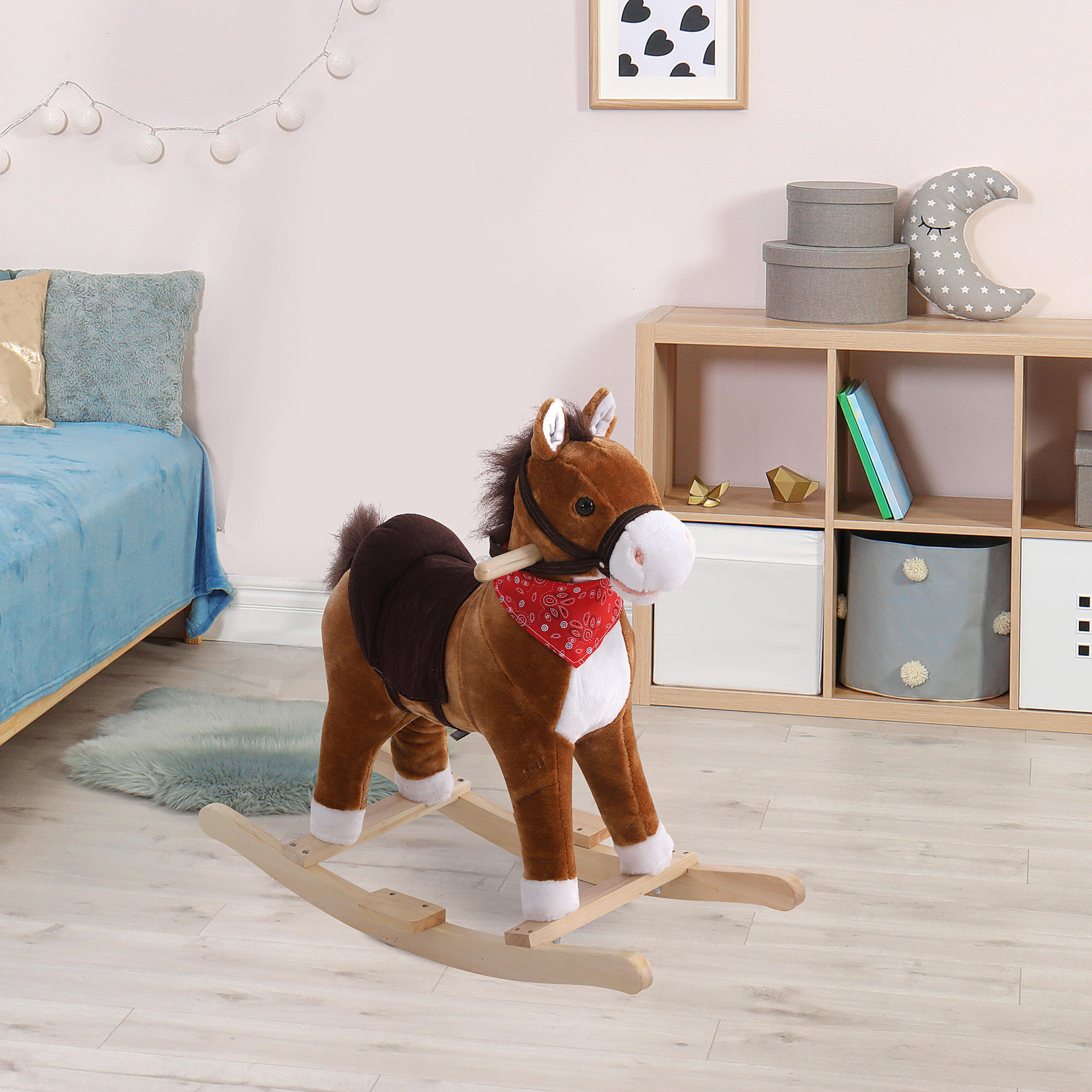 Caballo de Paja Montado con Sonidos Realistas y Pañuelo Rojo para Niños Mayores de 3 Años Regalo de Cumpleaños — imagen 1