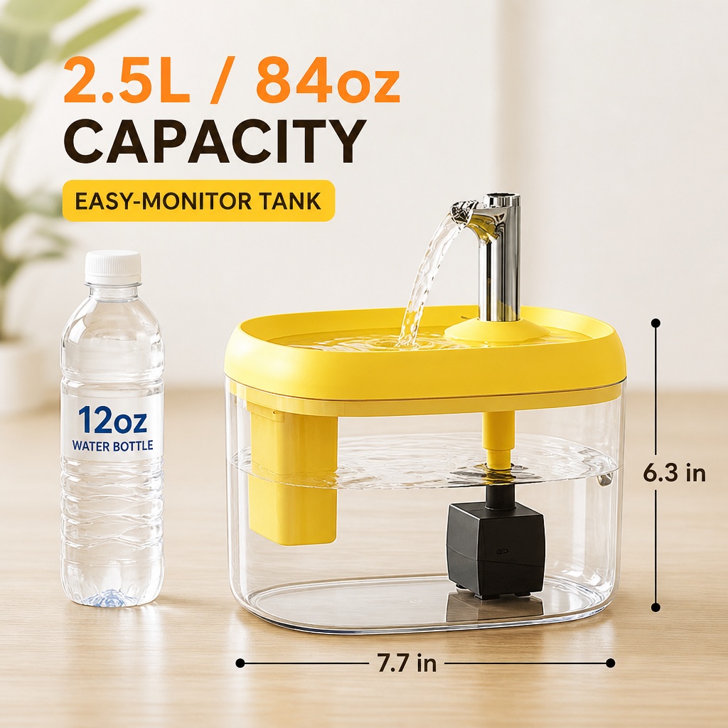 Pet Water Fountain, Automatic Circulating Cat Water Dispenser With Transparent Water Tank, Quiet Drinking Water Bowl For Cats And Small Dogs — image 2