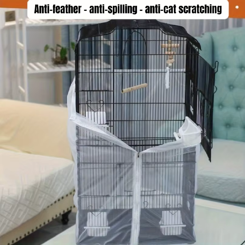 Cubierta de Red para Jaulas de Loros con Cierre de Zip, Diseño Respirable para Decoración de Hogar — imagen 3