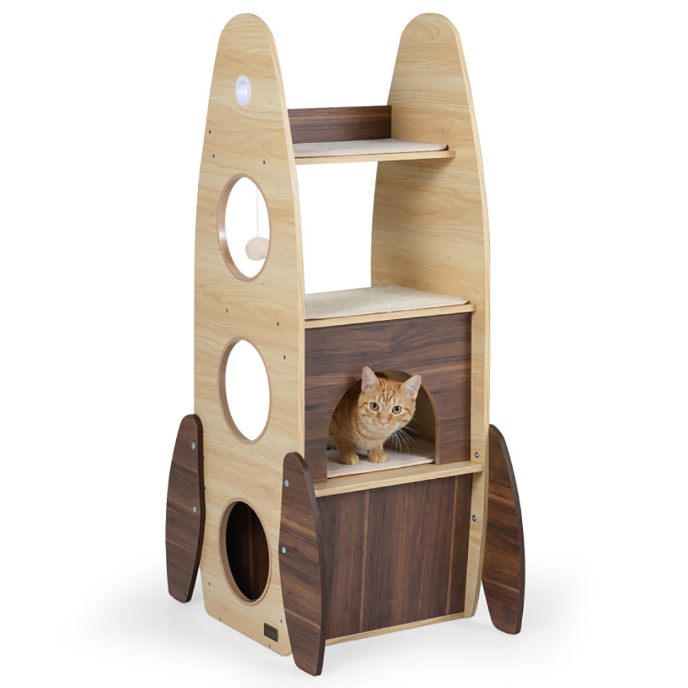 Árbol de Gato Rocket de 47 Pulgadas - Torre para Gatos en Interior con Pared de Escarbar Sisal y Manta de Escarbar Desmontable — imagen 6