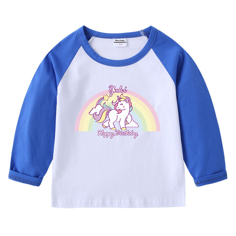 Unicorn cotton shoulder T-shirt with round neck and long sleeves as the base — image 5
