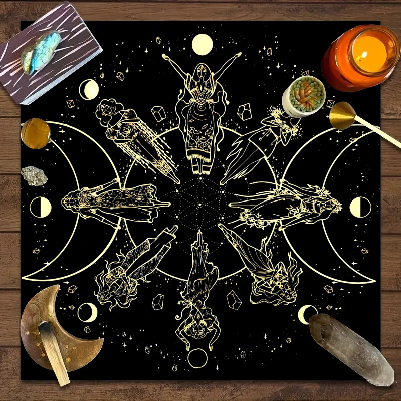 Manta de Mesa para Juego Tarot Decorativa con Mandala y Fases Lunares — imagen 13
