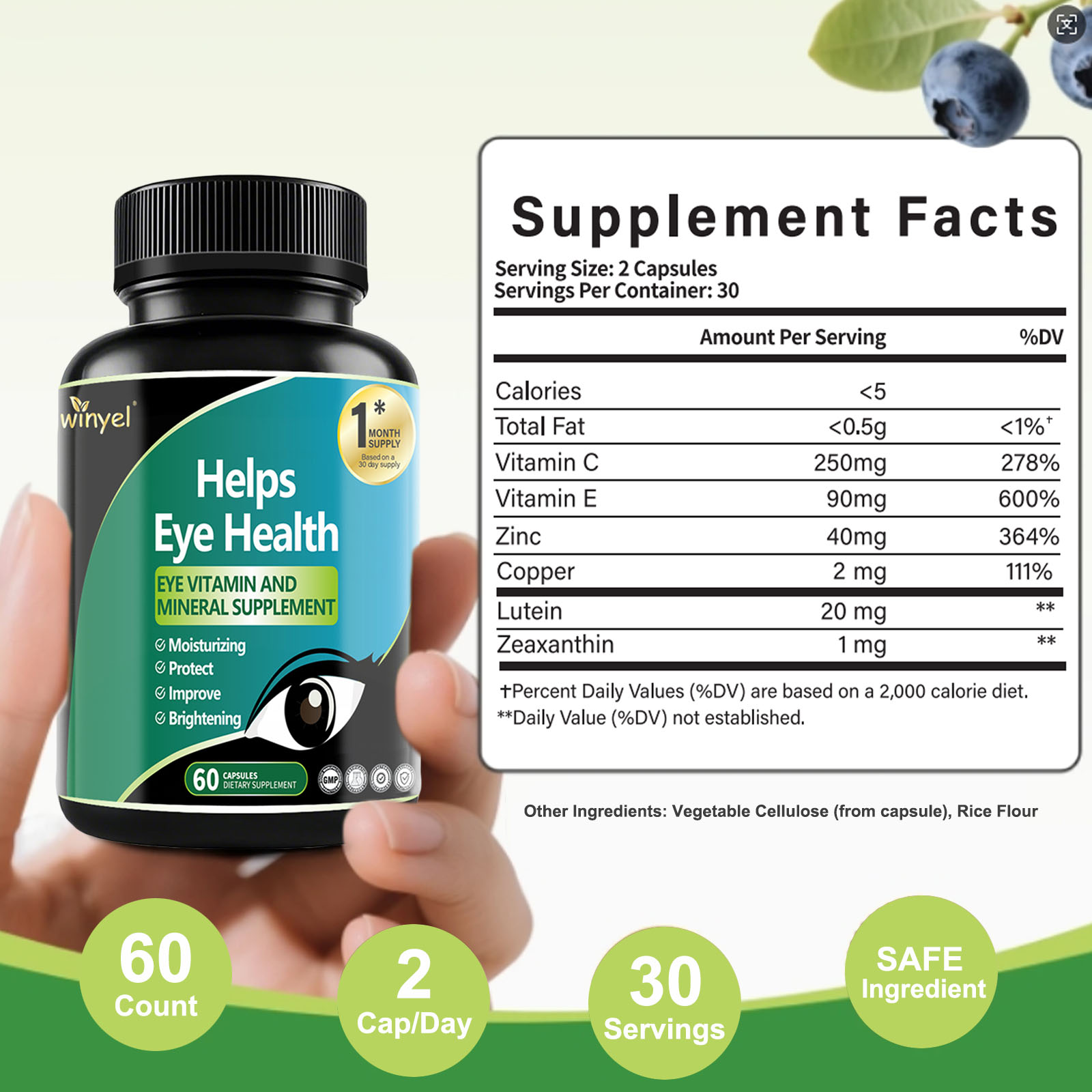 Lutein Eye Supplement - Vitamins, 30-Day Supply For Vision Clarity & Blue Light Protection, Retinal Health For Youngsters & Adults — image 6