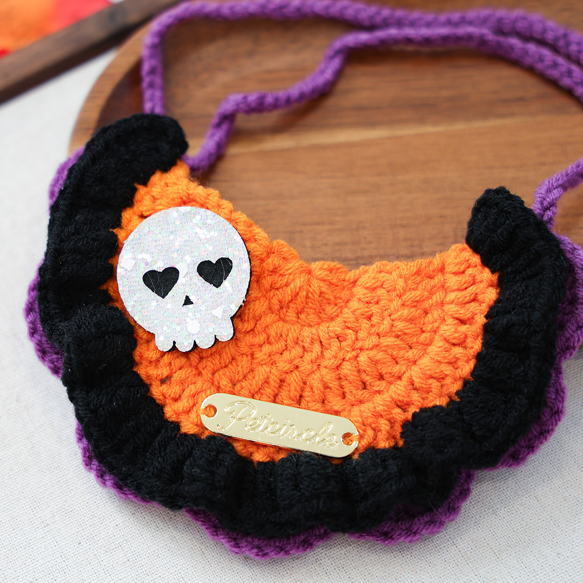 Pet Accessories Halloween Knitted Gold Label Bandana Cat Dog Bib Festival Costume Neck Scarf — image 3