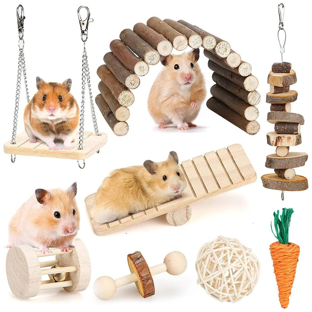 Set de 8 Piezas para Mascotas, Juguete Divertido para Conejos, Cobayas, Dragones Barbudos y Hámsteres, Set de Snacks para Desgaste Dental de Mascotas — imagen 1