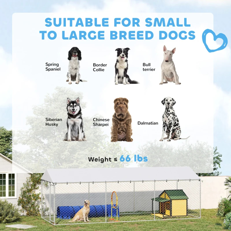 20' X 7.5' X 6.5' Dog Kennel Outdoor For Small Medium Large Dogs With Waterproof Roof, SilverMultiple Packages — imagen 7