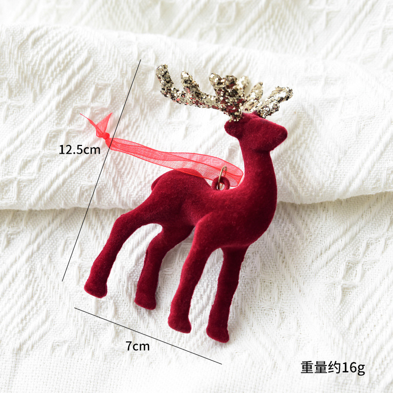 Christmas decoration red flocking elk bell pendant Christmas tree decoration ornaments — image 18