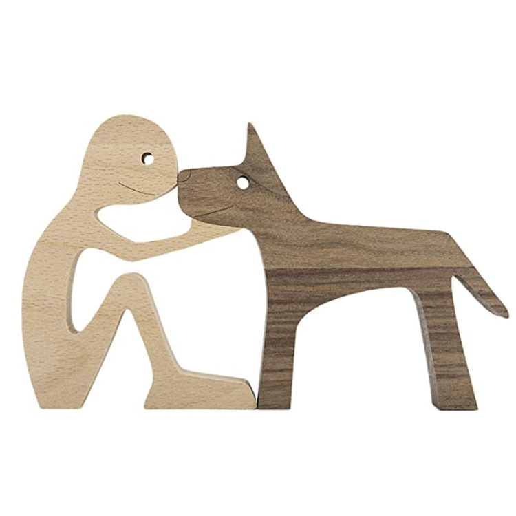 Escultura de Madera para Decoración de Hogar con Perro y Dueño - Regalo de Navidad para Amantes de los Animales — imagen 45