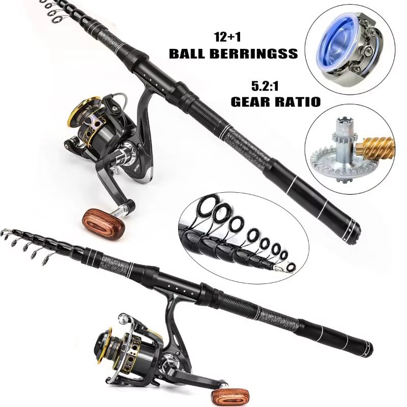Carbon Fish Rod Accessories Combo Fishing Tools Equipment Diversification Telescopic Fish Rods Tackle Combos Fishing Supplies — image 5