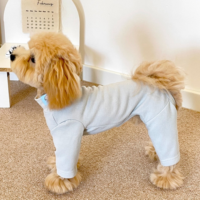 Elastic Pet Onesie, Four-Legged Pajamas for Small to Medium Dogs, Cream Color, Cozy Home Base Shirt, Warm Winter Dog Clothes — image 3