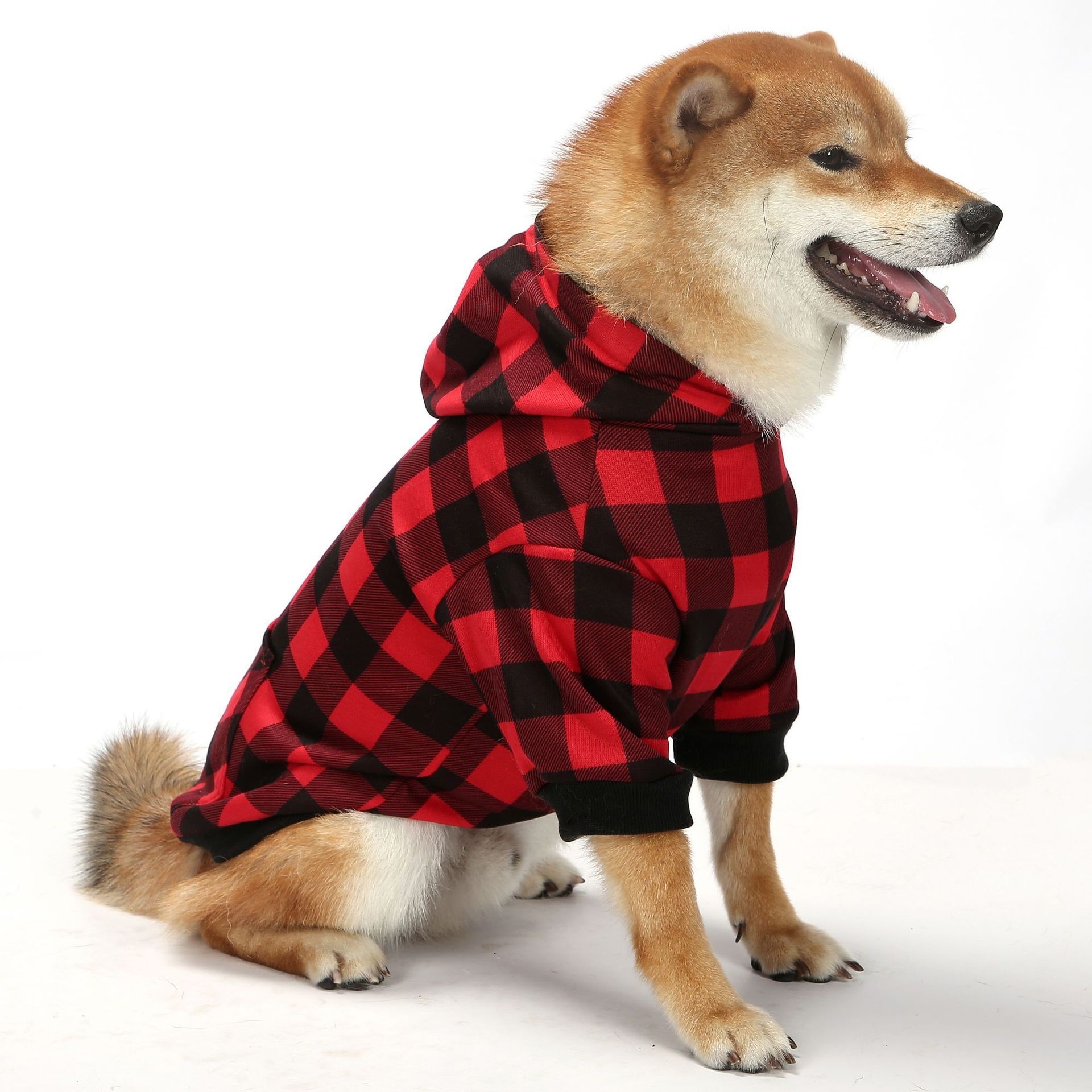 Christmas pet plaid hoodie with thickened hooded small medium and large dog clothing — image 7