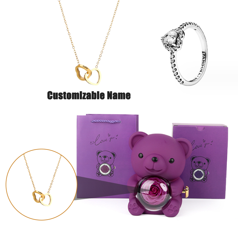 Caja de Regalo con Oso Teddy y Collar Personalizado para Mujer, Madre o Esposa — imagen 2
