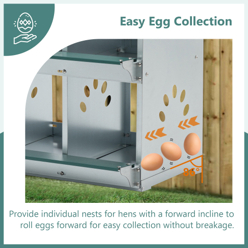 8 Cajas de Puesta para Pollos con 8 Compartimentos, para Depositar Huevos, Caja de Puesto Metálica para Pollos y Gallinas, Sujeta a Pared con Grandes Agujeros Ventilados — imagen 5
