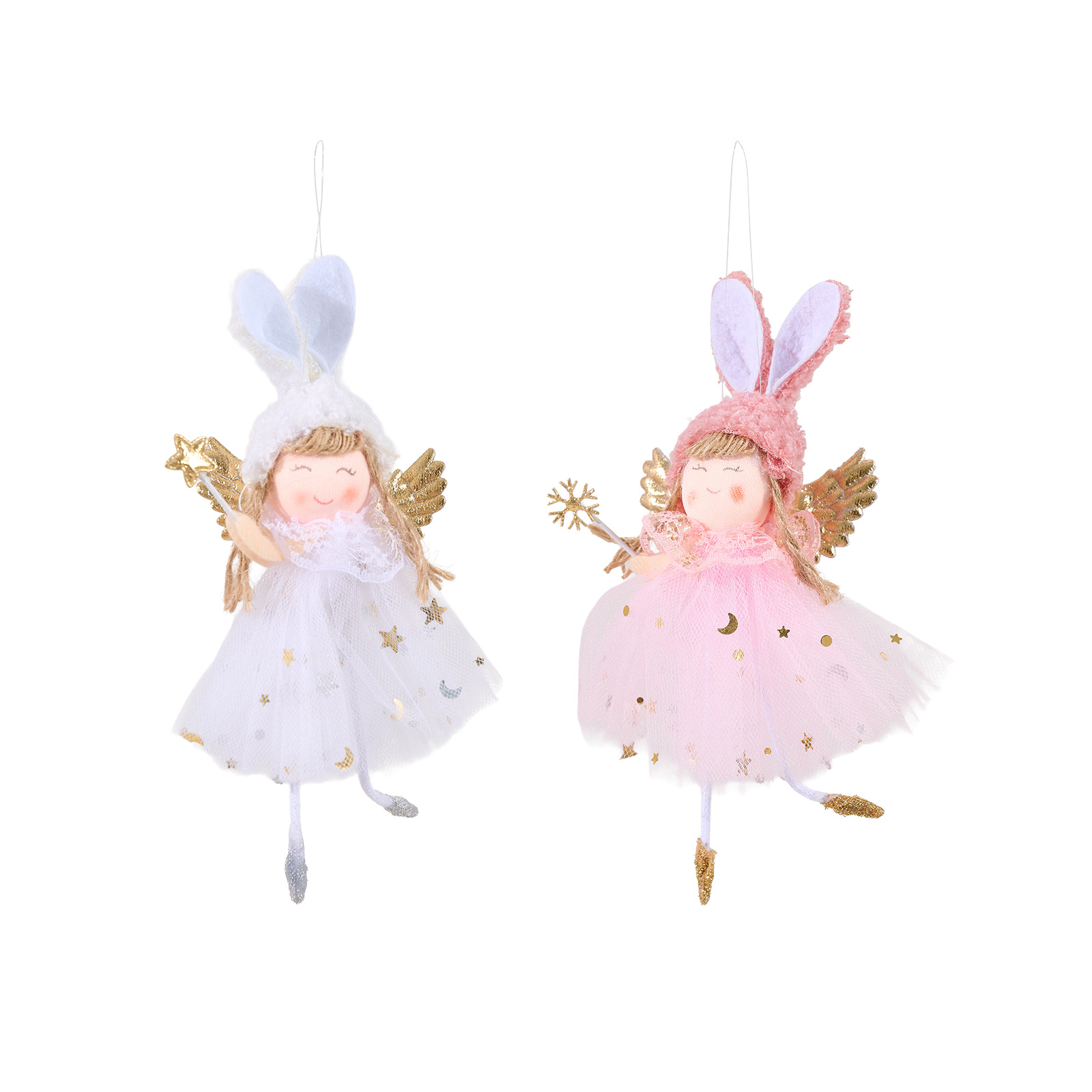 Christmas Decoration Rabbit Ears Angel Ornaments Tree Wings Girl Angel Hanging Decor — image 2