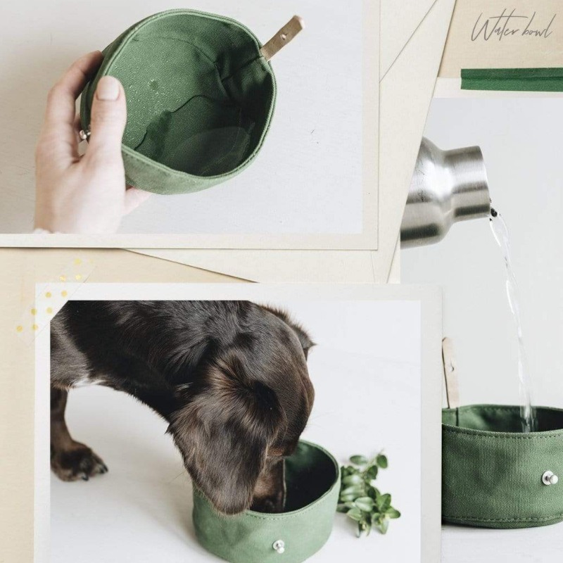 Foldable Waxed Food Tray Portable Pet Tableware Outdoor Pet Travel Canvas Dog Bowl — image 1
