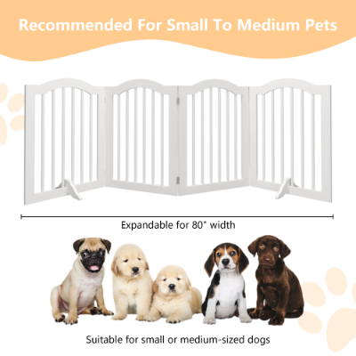 27.6 Height Tall Freestanding Pet Gate, 4 Panels Foldable Dog Gate, Solid Wood Folding Safety Fence Wooden Dog Gate With 2 Pcs Support Feet Ideal For Stairs, Doorways, Halls, Kitchens — image 14
