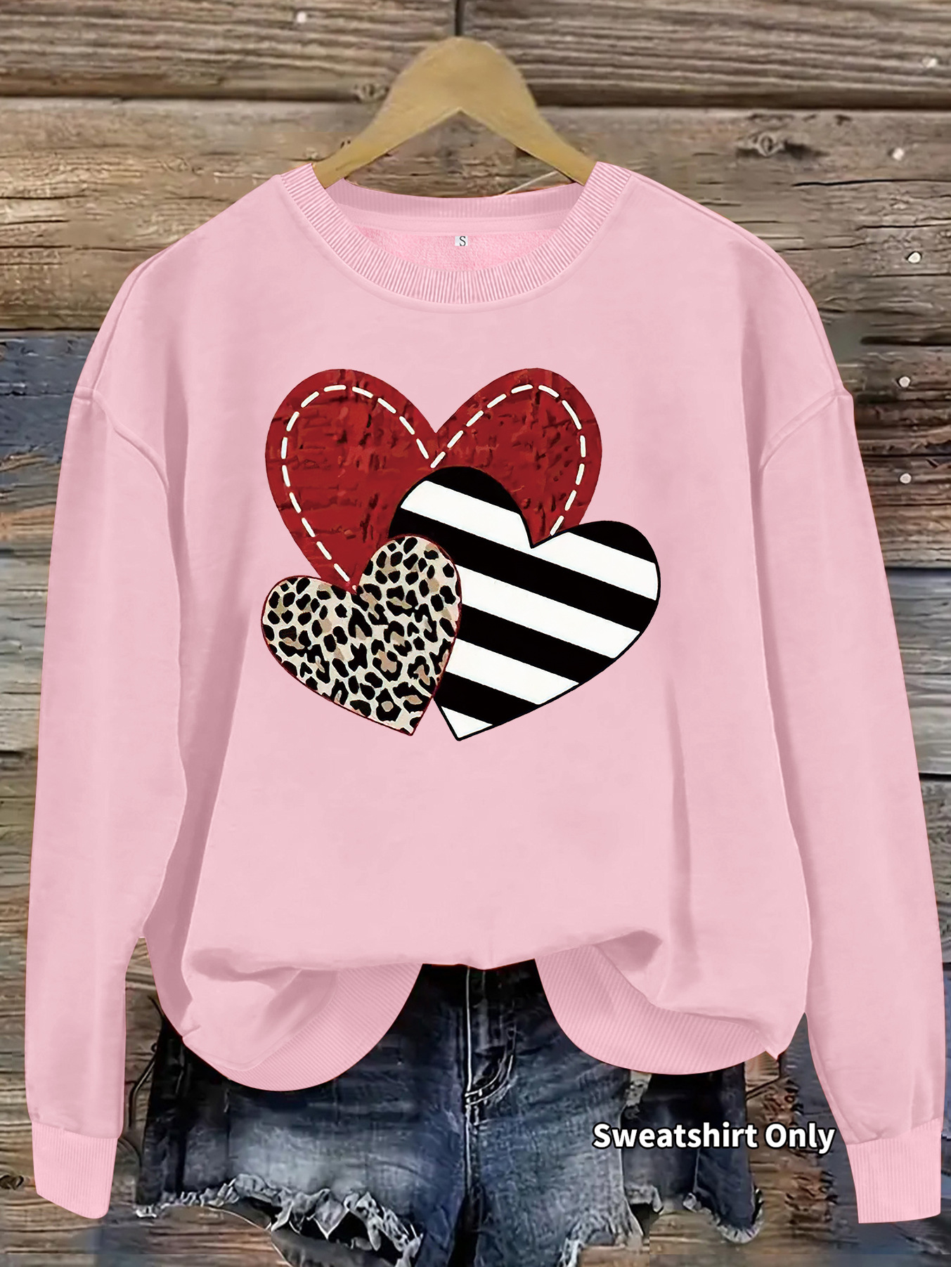 Leopard striped heart-shaped printed sweatshirt — image 8