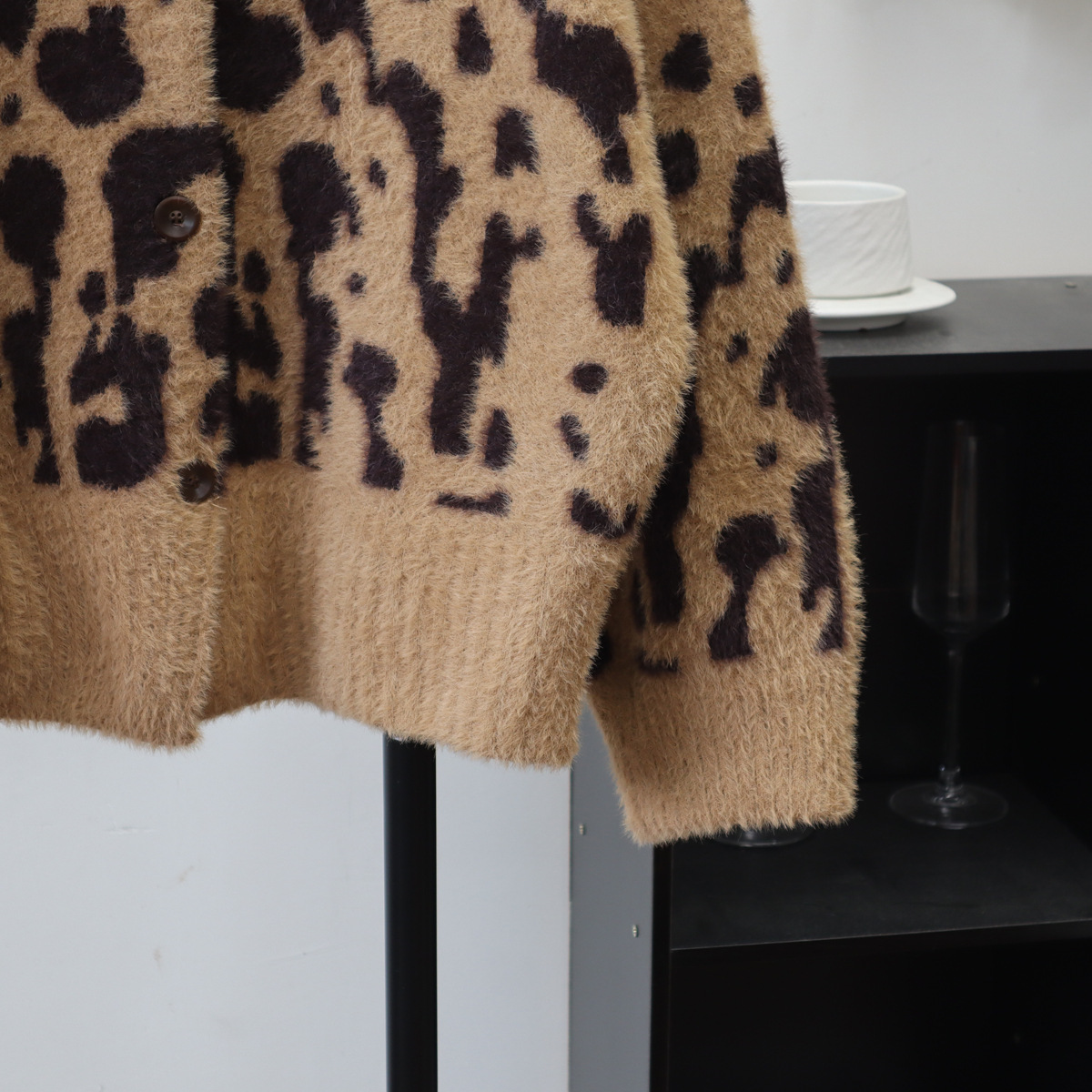 Leopard print high neck cardigan loose sweater — image 6