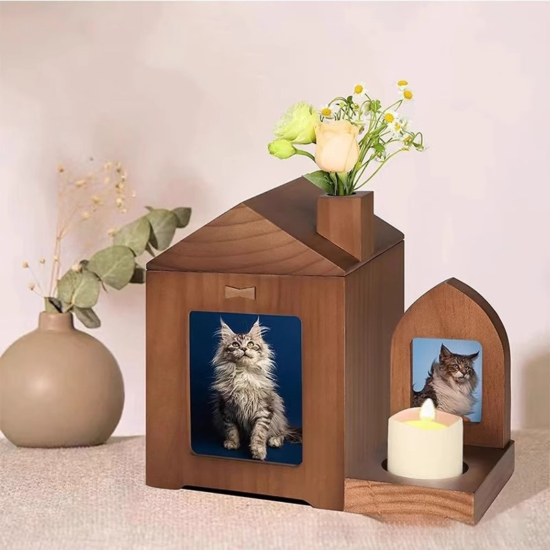 Pet Urn Solid Wood Memorial Wooden Box Animal Cremation Funeral Products — image 4