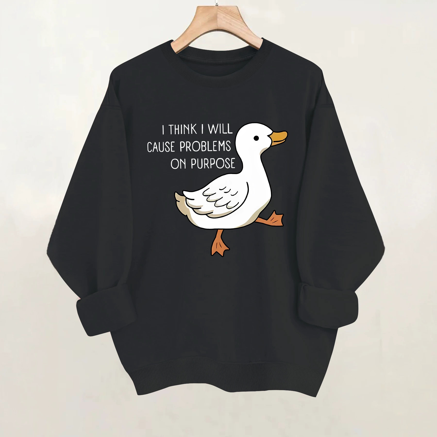 Duck print round neck hoodie — image 3