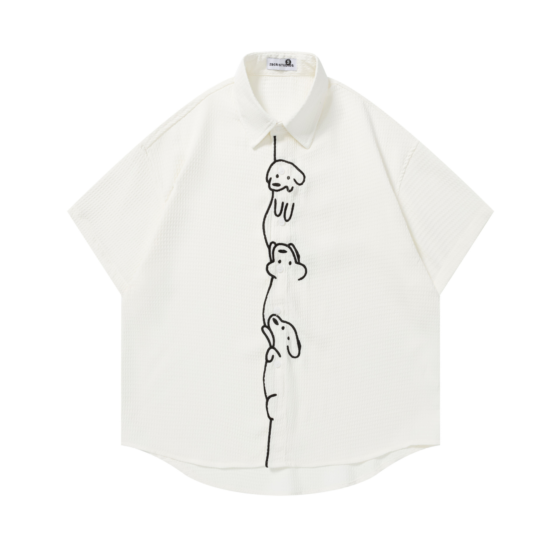 Cute little dog embroidered short sleeved shirt — image 2