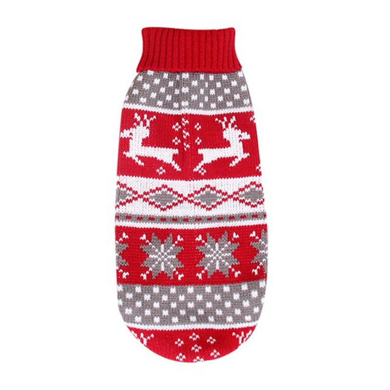 Christmas reindeer maple leaves snowflakes holiday pet clothes high necked knitted sweaters dog and cat clothing jackets — image 6