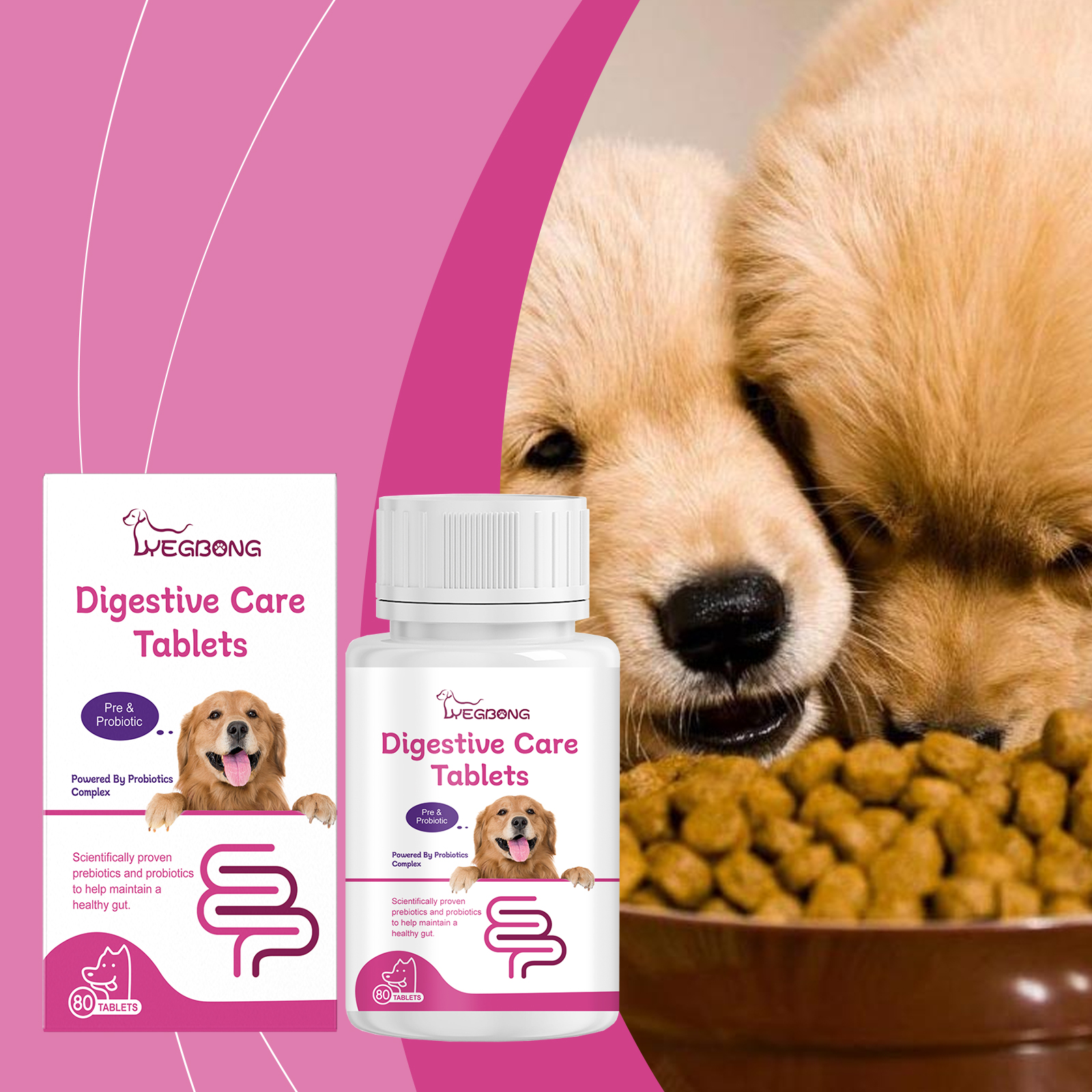 Dog Pre & Probiotic Digestive Care Tablets, Gut Health Supplement For Dogs, Supports Digestion, Immunity, Skin & Vision Health, 80 Chewable Tablets — image 4