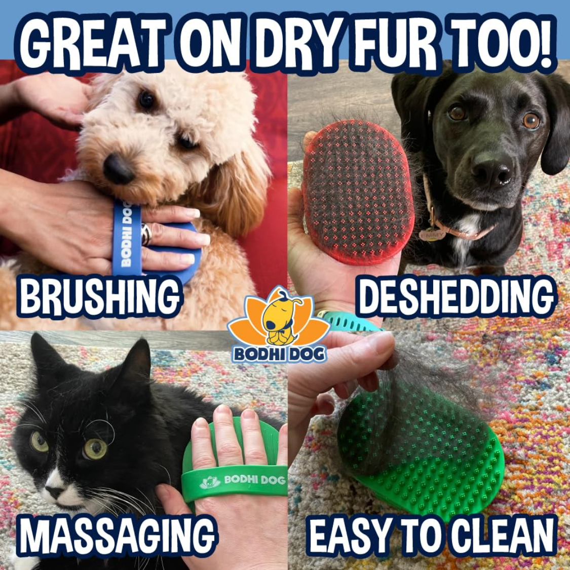 Cepillo de Champú para Perros y Gatos - Suministros de Aseo Canino y Felino - Cepillo para Pelo Largo y Corto - Escudilla Premium para Baño, Ducha y Rociador — imagen 5