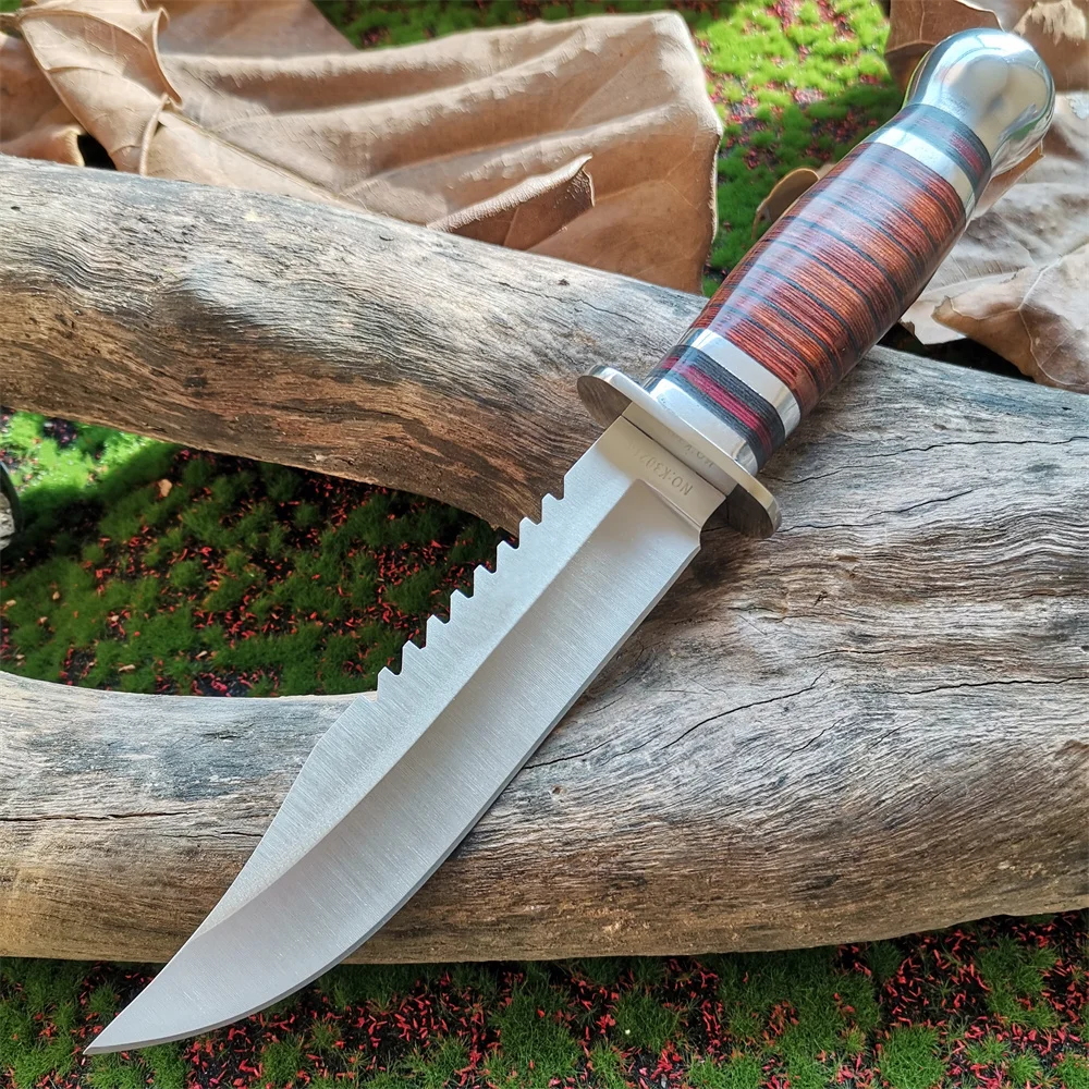 High-Quality 8CR15Mov Steel Blade Hunting Knife with Wooden Handle - Sharp and Reliable Straight Knife with Oxford Cloth Cover — image 1