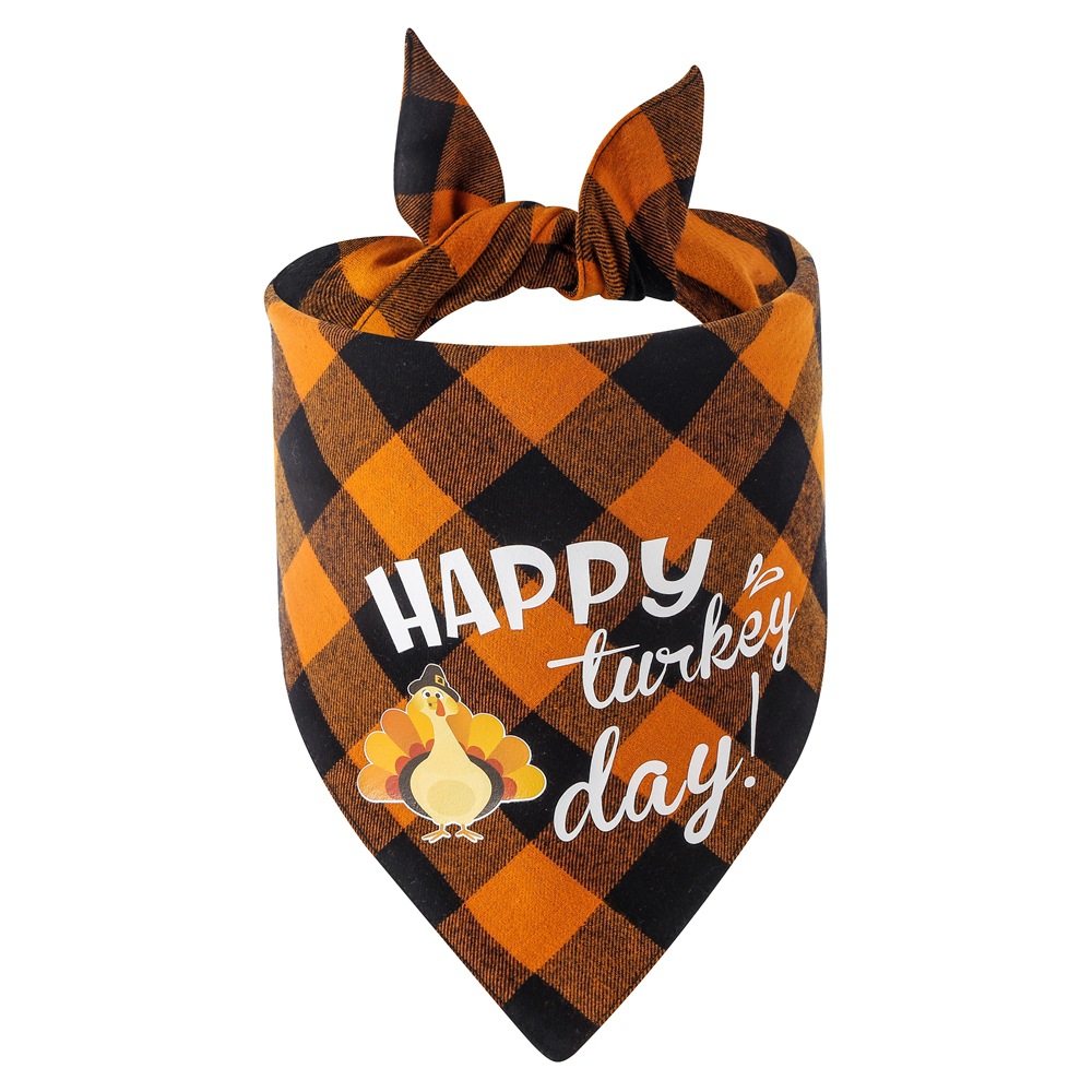 Tanpopo Cotton Plaid Thanksgiving Pet Bandana Pet Scarf Pet Bib — image 6