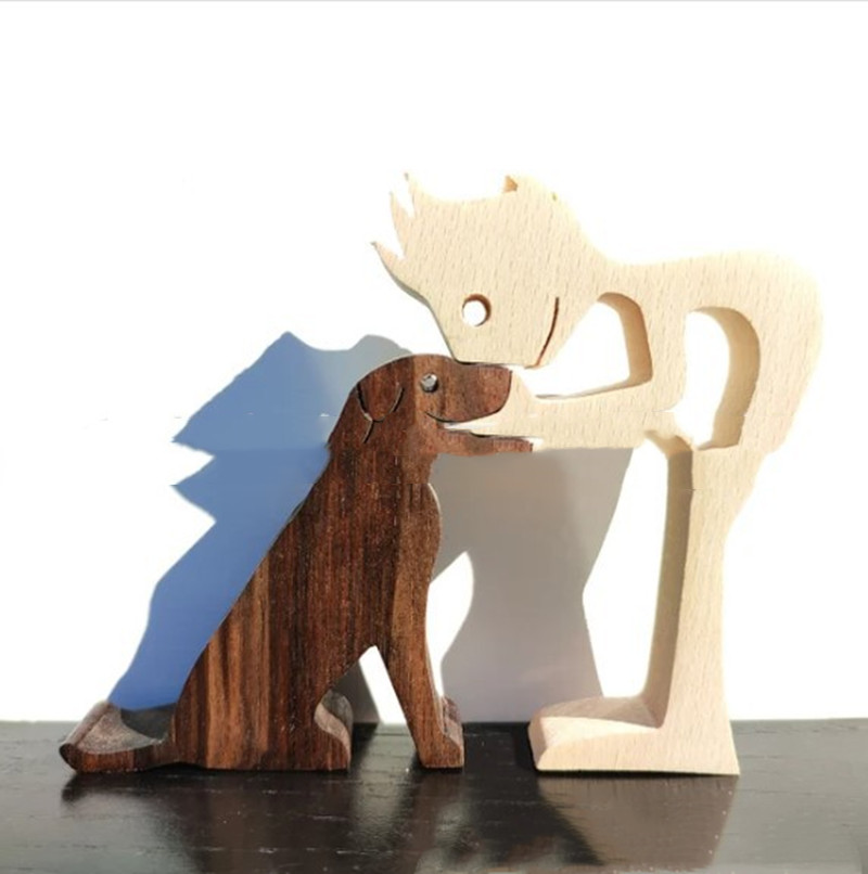 Escultura de Madera para Decoración de Hogar con Perro y Dueño - Regalo de Navidad para Amantes de los Animales — imagen 62