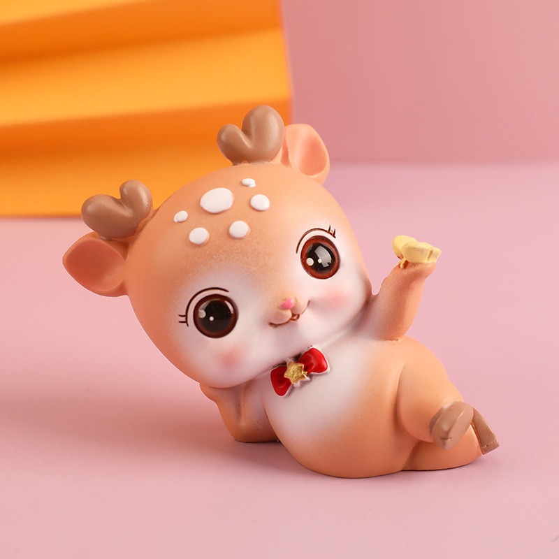 Beginner's Little Cute Resin Deer Decoration Girl's Heart Creative Home Decoration Student Gift Car Decoration Deer — image 10