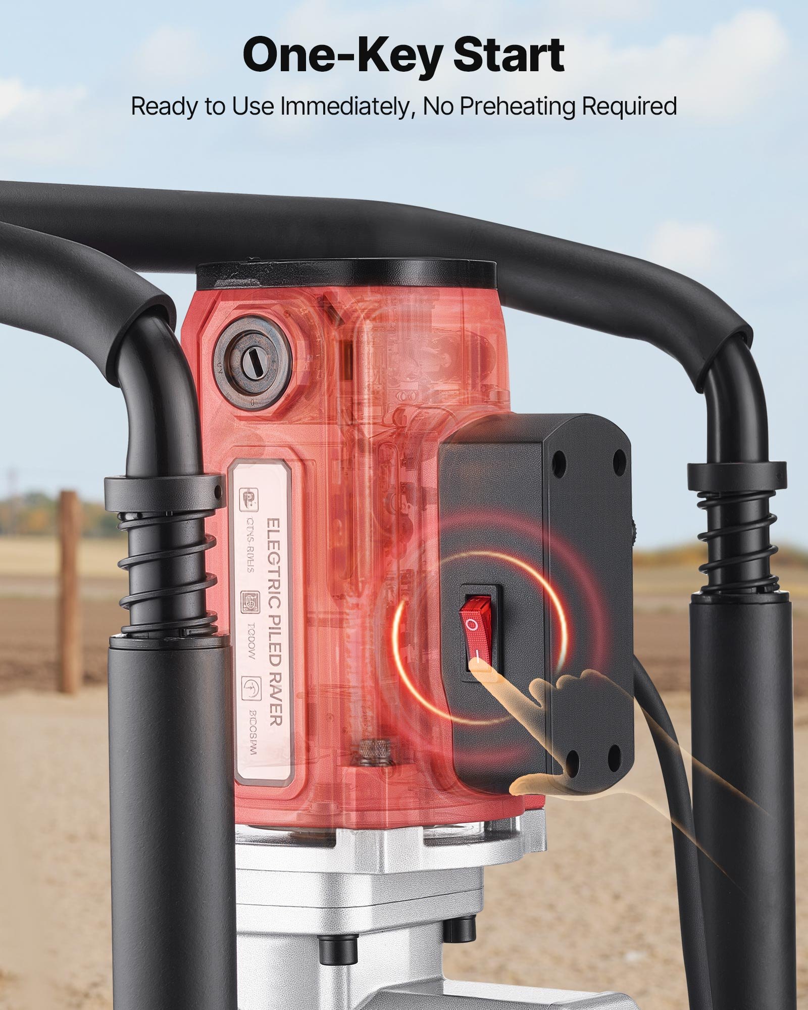 Electric T Post Driver, 2200W Handheld Post Pounder With 2.17 In/55mm, 2.76 In/70mm Sleeves, Powerful Pile Driver For Fence, Metal Fencing, Farm, Garden, Construction, Landscaping Projects — image 2