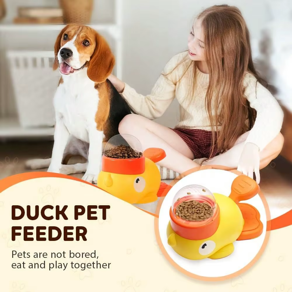 Bowls de Alimentación Lenta Interactivos 2 en 1 para Perros y Juguete Rompecabezas de Comida, Dispensador de Golosinas en Forma de Pato Bowl Antivoracidad para una Alimentación Saludable y Entrenamiento de Inteligencia (Amarillo) — imagen 3