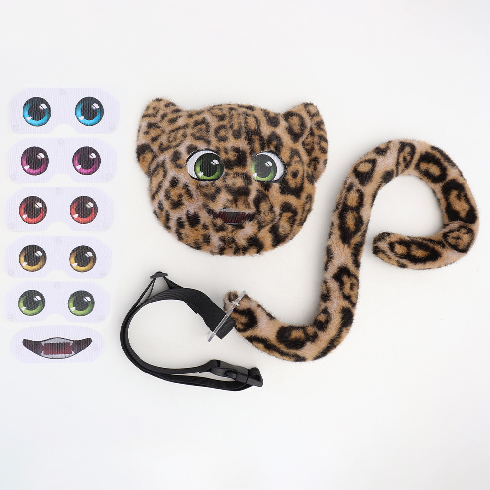 Halloween Realistic Leopard Print Mask with Faux Fur Tail, Full Face Cover, Leopard Cat Cosplay Costume Accessory for Stage Performance — image 9
