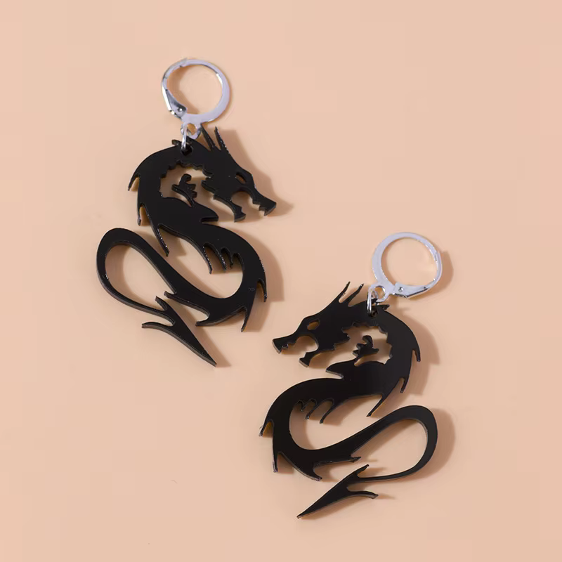 Pulseras de Dragón en Estilo Chino con Superficie Espejada, Color Dorado y Plateado para Mujer Joyería Punk — imagen 1
