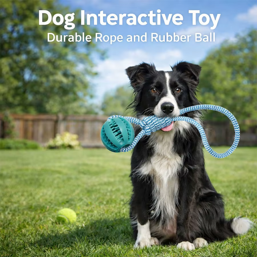 Pelota de Juguetes para Perros Azul Claro Duradera, Resistente a Bocados y Mordeduras, Limpieza Dental Interactiva — imagen 2