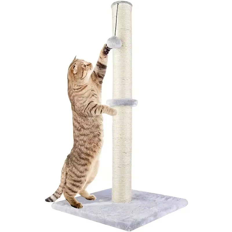 Cat Scratching Post, Claw Scratcher With Sisal Rope And Covered With Soft Smooth Plush, Vertical Scratch, Modern Stable Design — image 1
