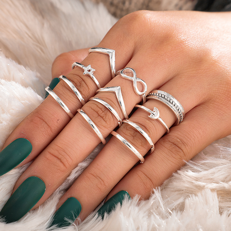 Anillo de forma de serpiente Lotus antiguo con conjunto de 8 piezas de joyería con diamantes — imagen 5
