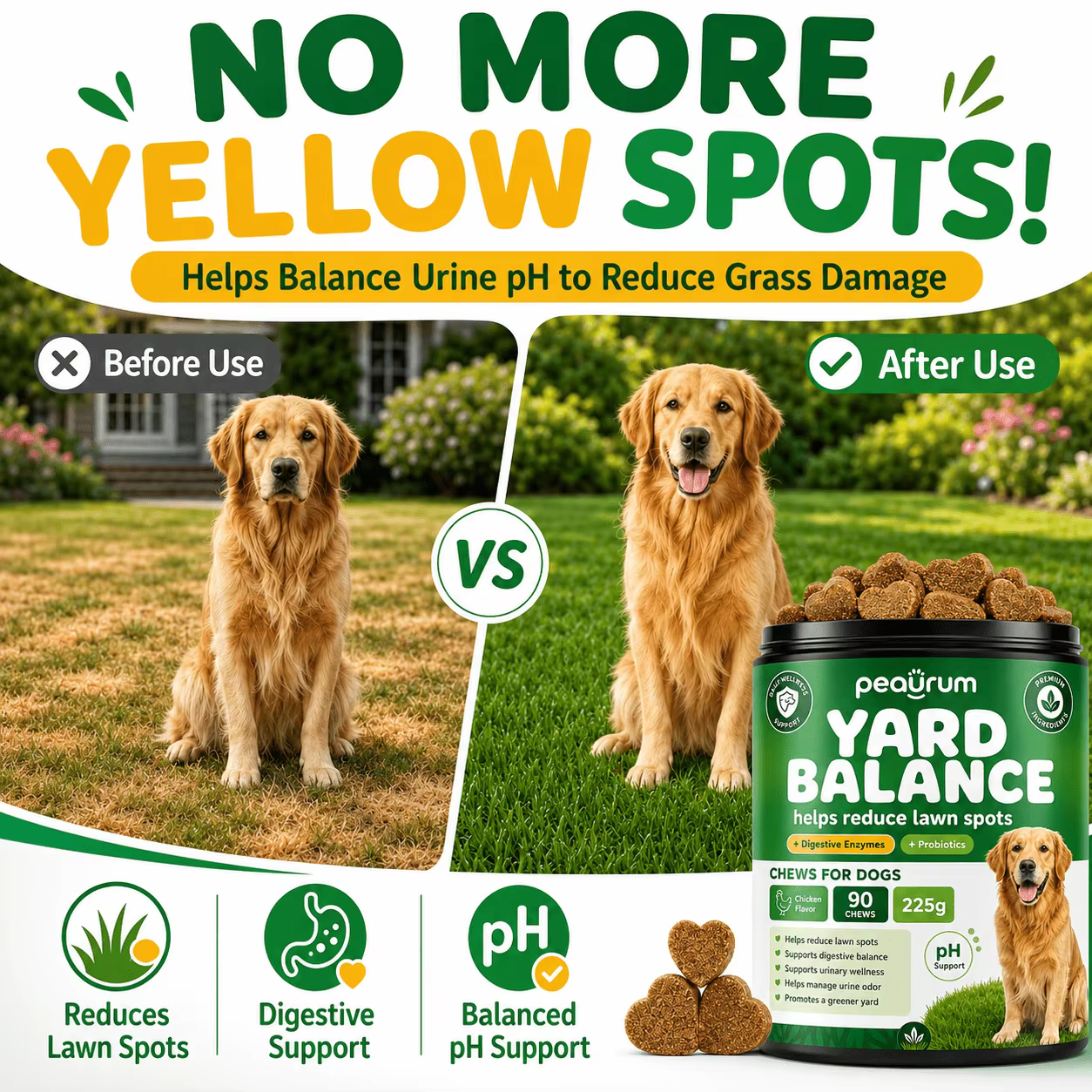 Dog Urine Neutralizer, Lawn Special - Green Grass Soil Dog Food, 90 tablets — image 4