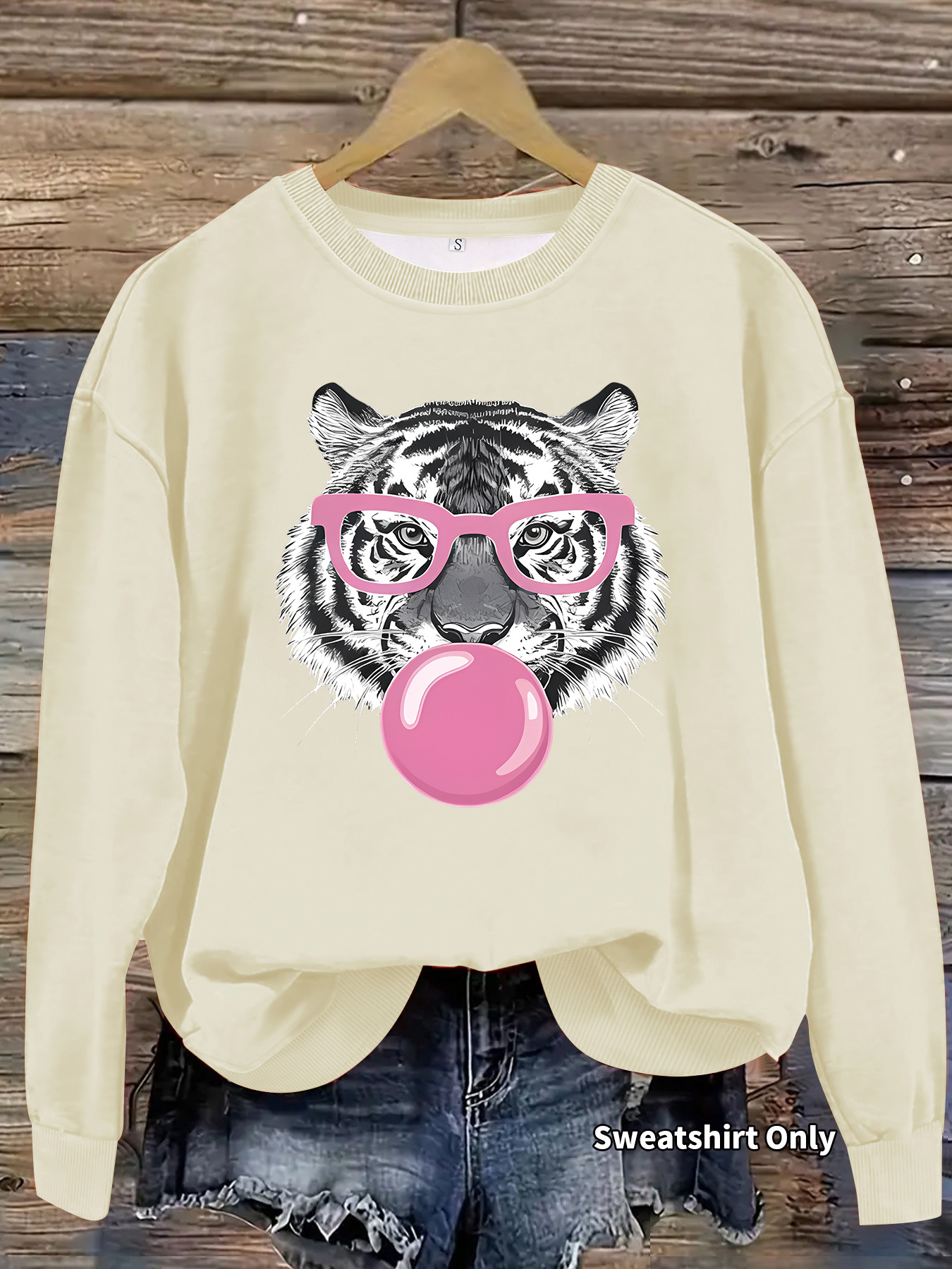 Tiger Glasses Printed Hoodie Round Neck — image 12