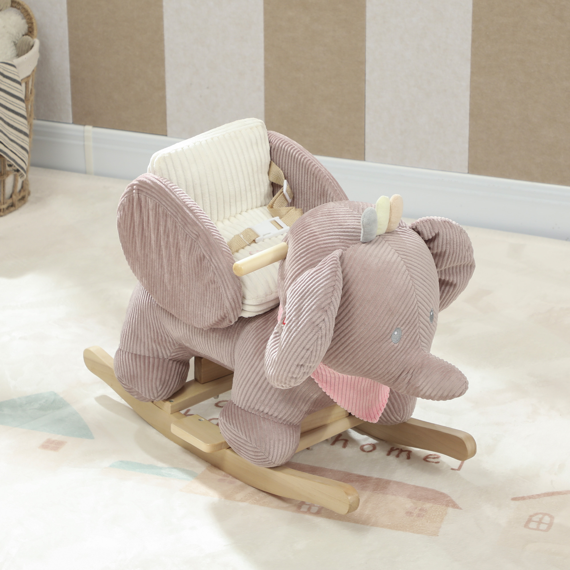 Caballo de Roca para Bebés con Asiento, Juguetes para Niños que Simulan Sonido de Elefante y Cinturón de Seguridad para Edad entre 18 y 36 Meses, Rosa — imagen 7