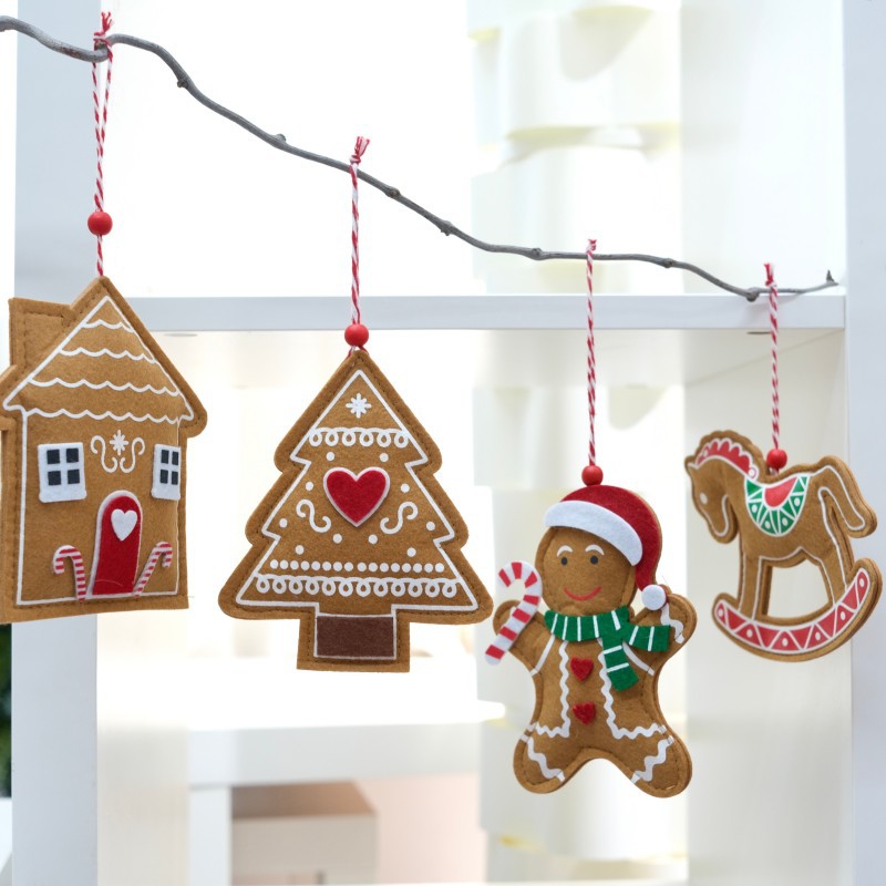 Ornamento de Navidad de Pony de Feltro para Árbol de Navidad con Manualidades de Pan de Jengibre y Caballo para Colgar — imagen 1