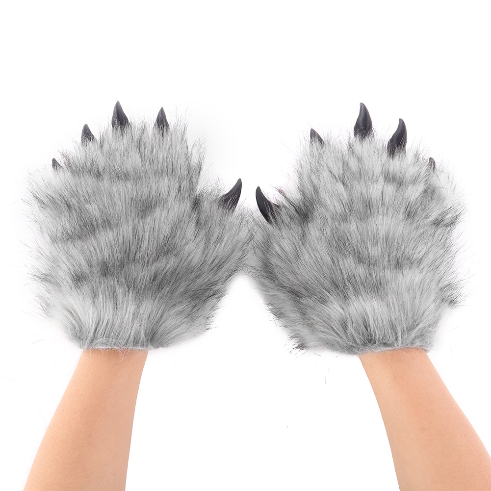 Original Furry Beast Claw Gloves 3D Sharp Nails Realistic Wild Animal Paws Halloween Cosplay Wearable Winter Warmth — image 7