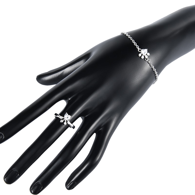 4 Piezas Anillo de Huellita de Gato, Oso y Perro para Mujer, Set de Joyería con Piedra CZ Blanca, Anillos, Collar, Pulsera y Aretes en Plata y Oro — imagen 5