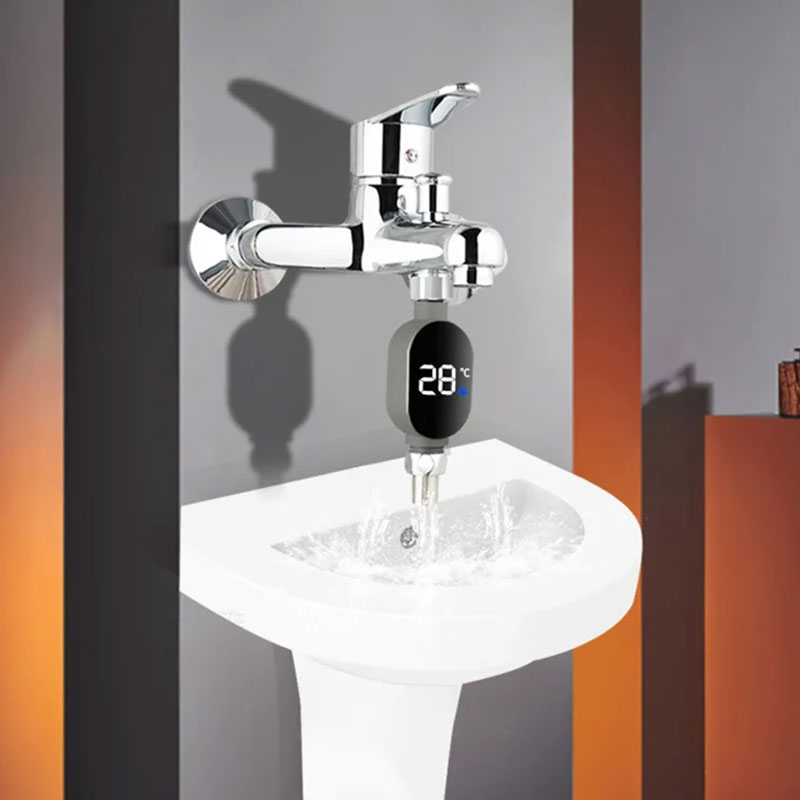 Black LED bathroom shower thermometer (0℃~99℃): accurate temp measurement, smart counter — image 3