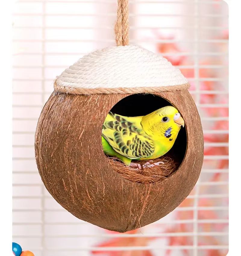 Casa de Heno para Ratones Hamsters Casa de Pájaro de Coco Verano Refugio para Conejos y Ratones Exóticos — imagen 5